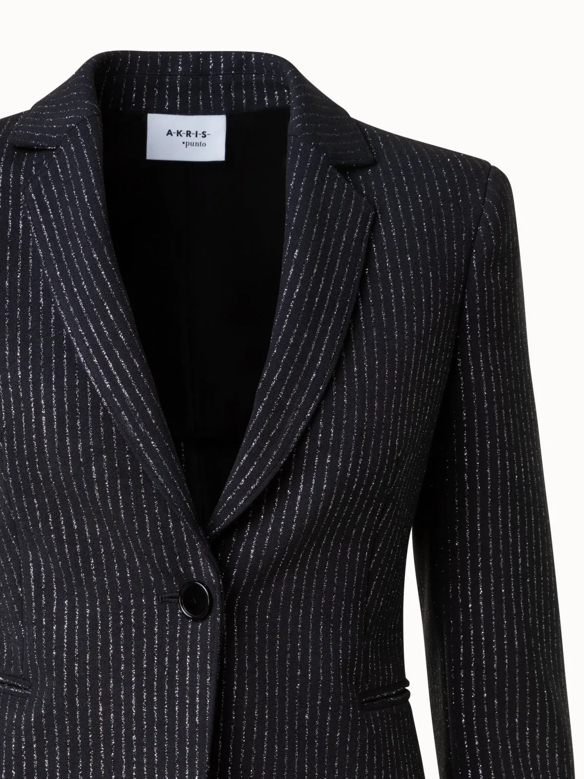 Pebble Crpe Jacket with Metallic Pin Stripes