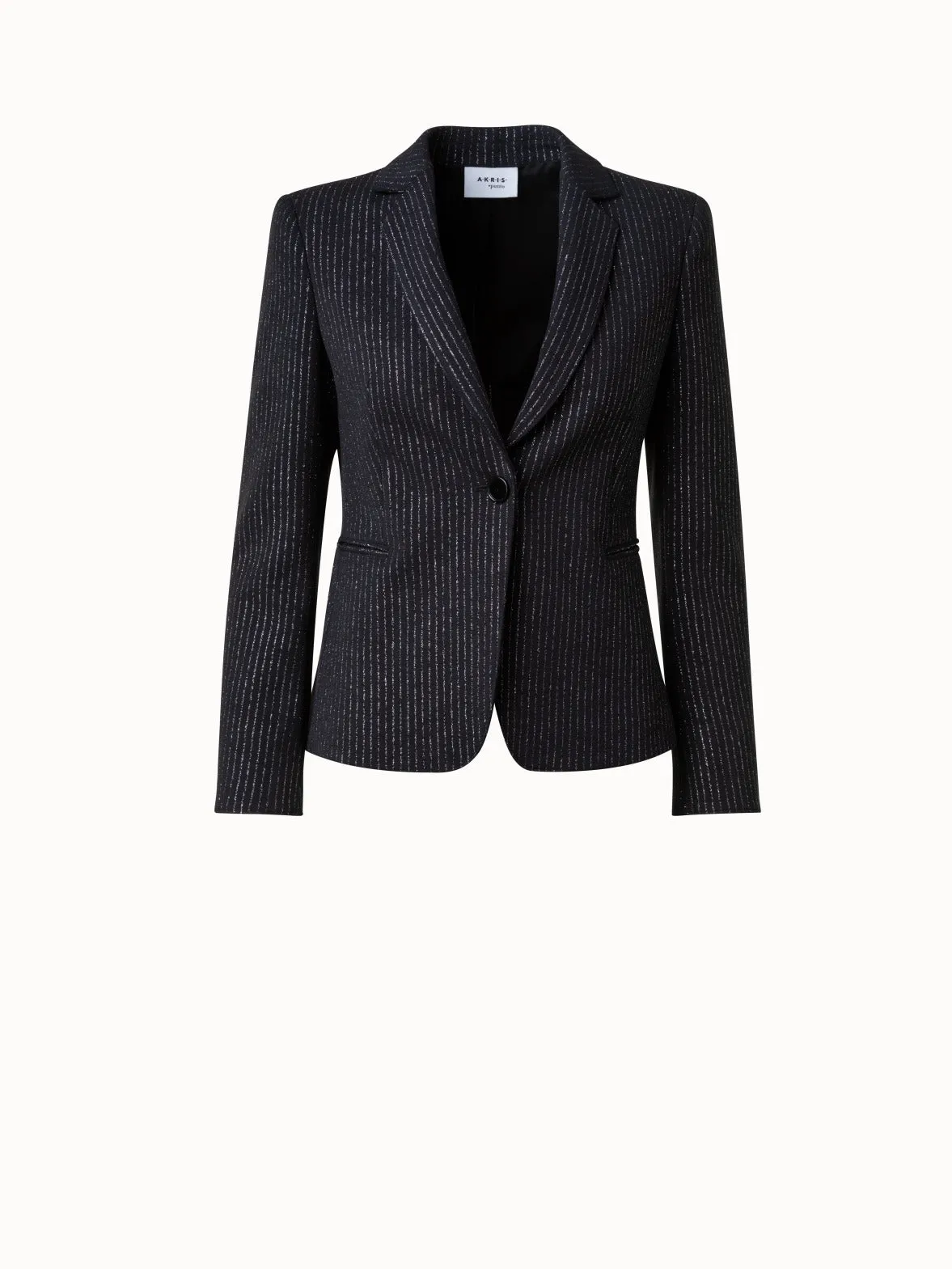Pebble Crpe Jacket with Metallic Pin Stripes