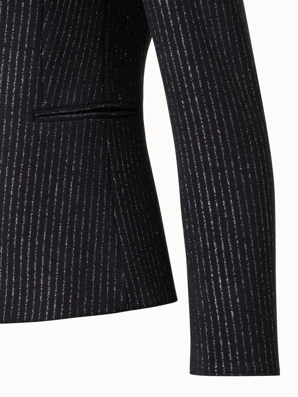 Pebble Crpe Jacket with Metallic Pin Stripes