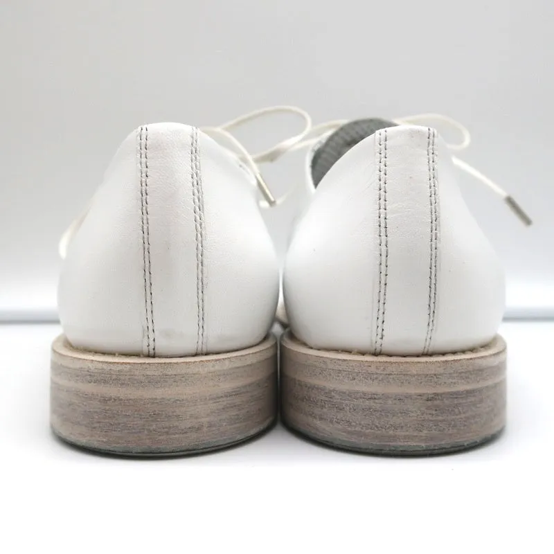 Rocco P Lace-Up Oxfords White & Silver Woven Leather Size 37.5 NEW