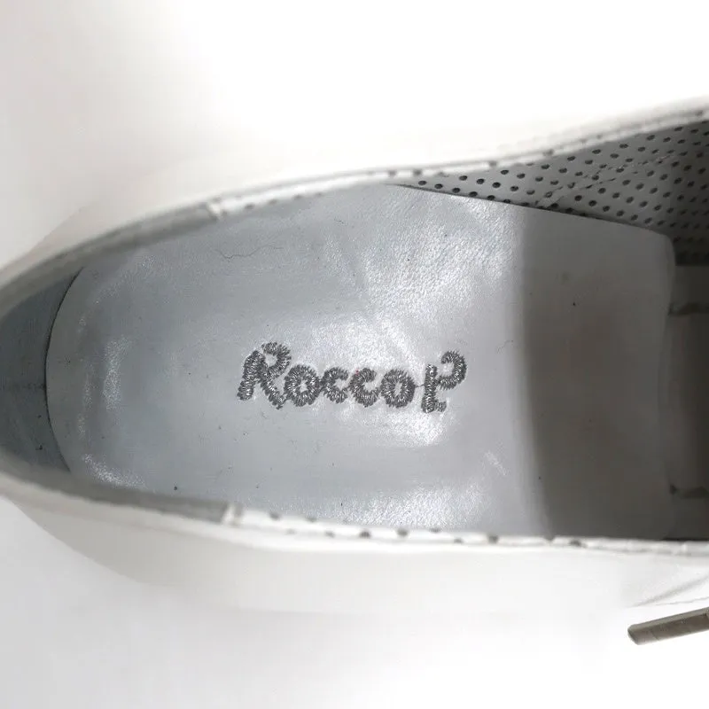 Rocco P Lace-Up Oxfords White & Silver Woven Leather Size 37.5 NEW
