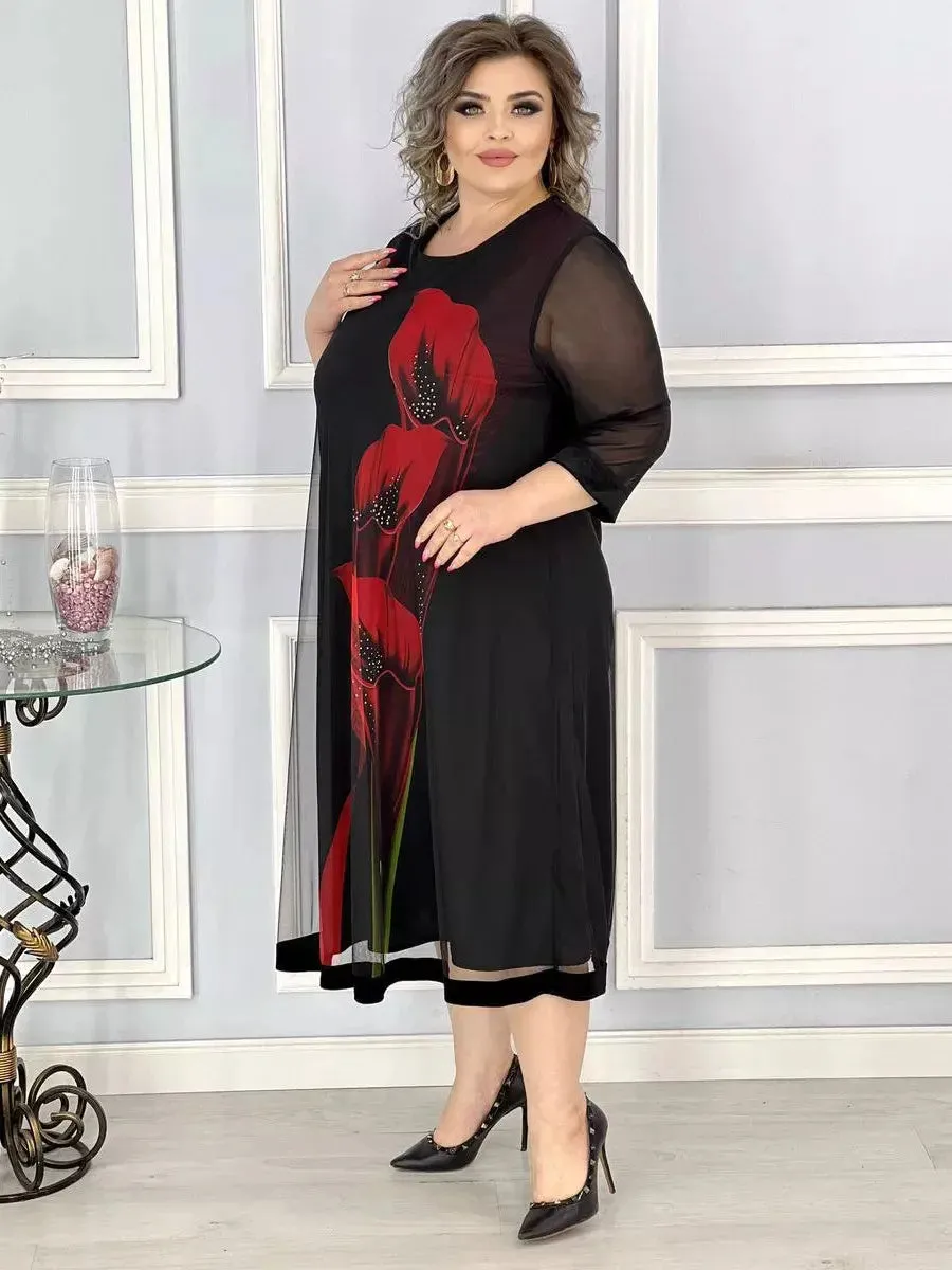 S-4XL2025 Elegant and refined black chiffon dress.