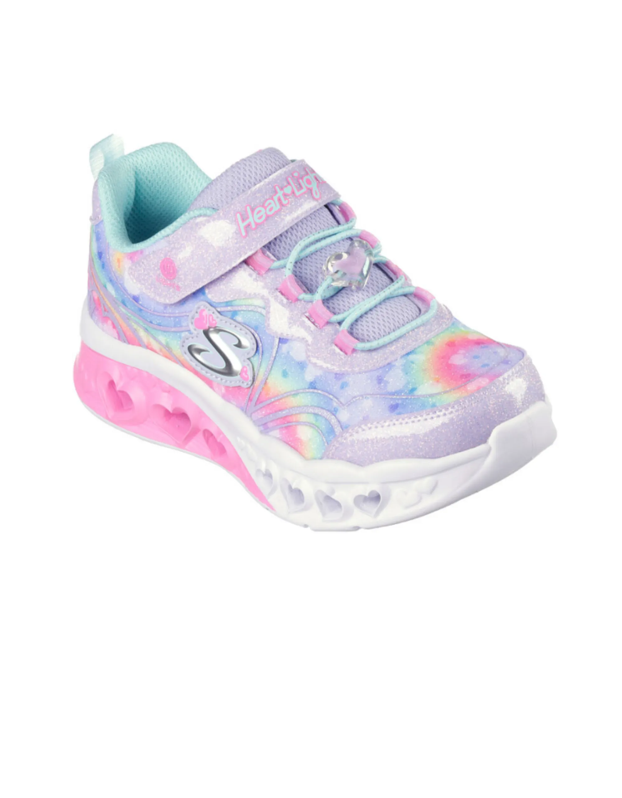 Skechers 303253N LVAQ Flutter Heart Lights - Groovy Swirl - Lavender / Aqua