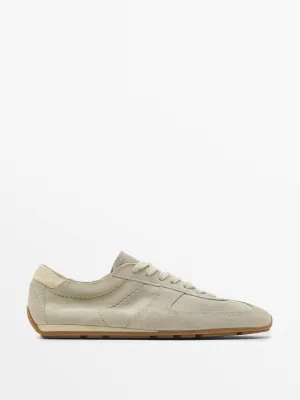 Soft split suede trainers