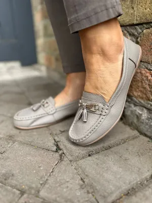 Taupe Leather Tassel Loafer