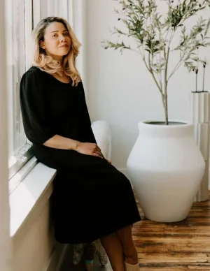 Tiered Breastfeeding Dress | Black