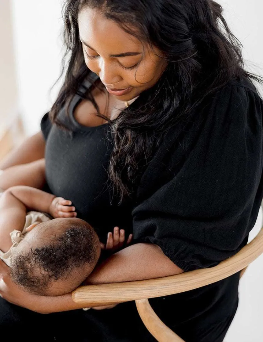 Tiered Breastfeeding Dress | Black