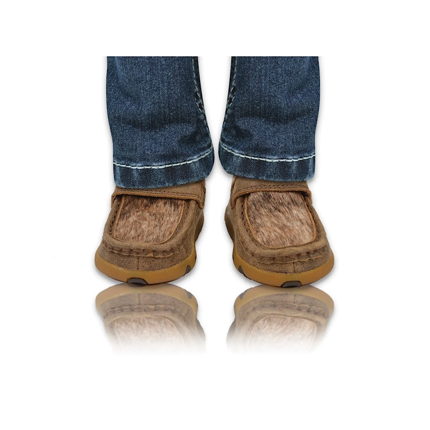 Twisted X INFANT Cow Fur Casual Mocs- Bomber/ Light Brindle