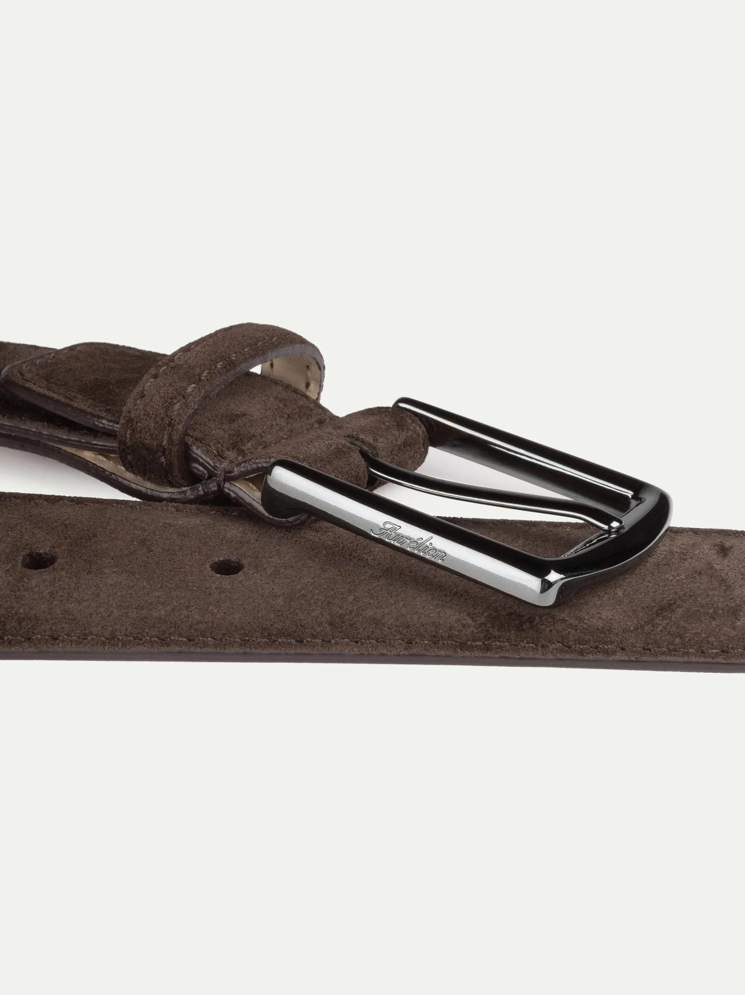 Warm Grey Suede Leather Belt