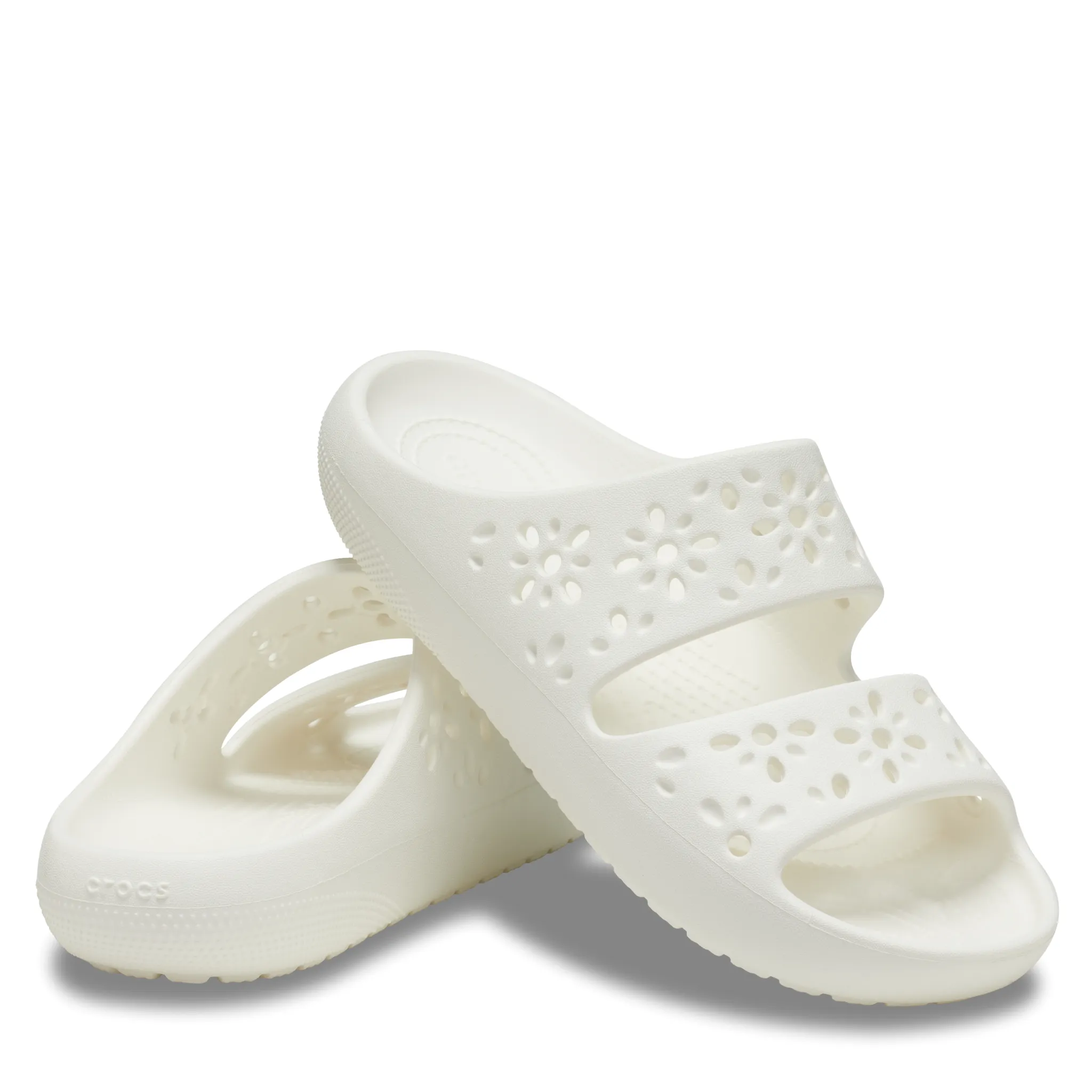 Womens Crocs Chalk Classic Floral Cut Out Sandals