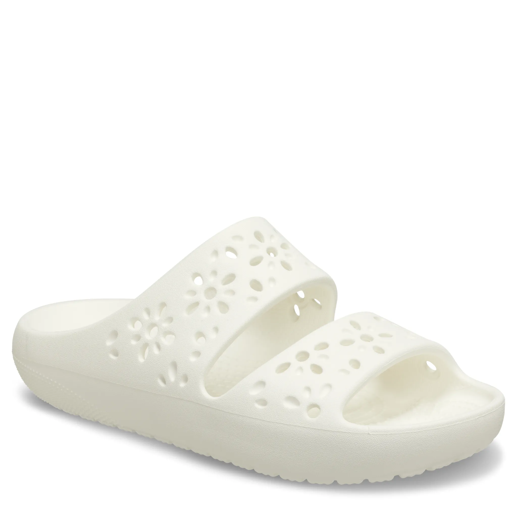 Womens Crocs Chalk Classic Floral Cut Out Sandals