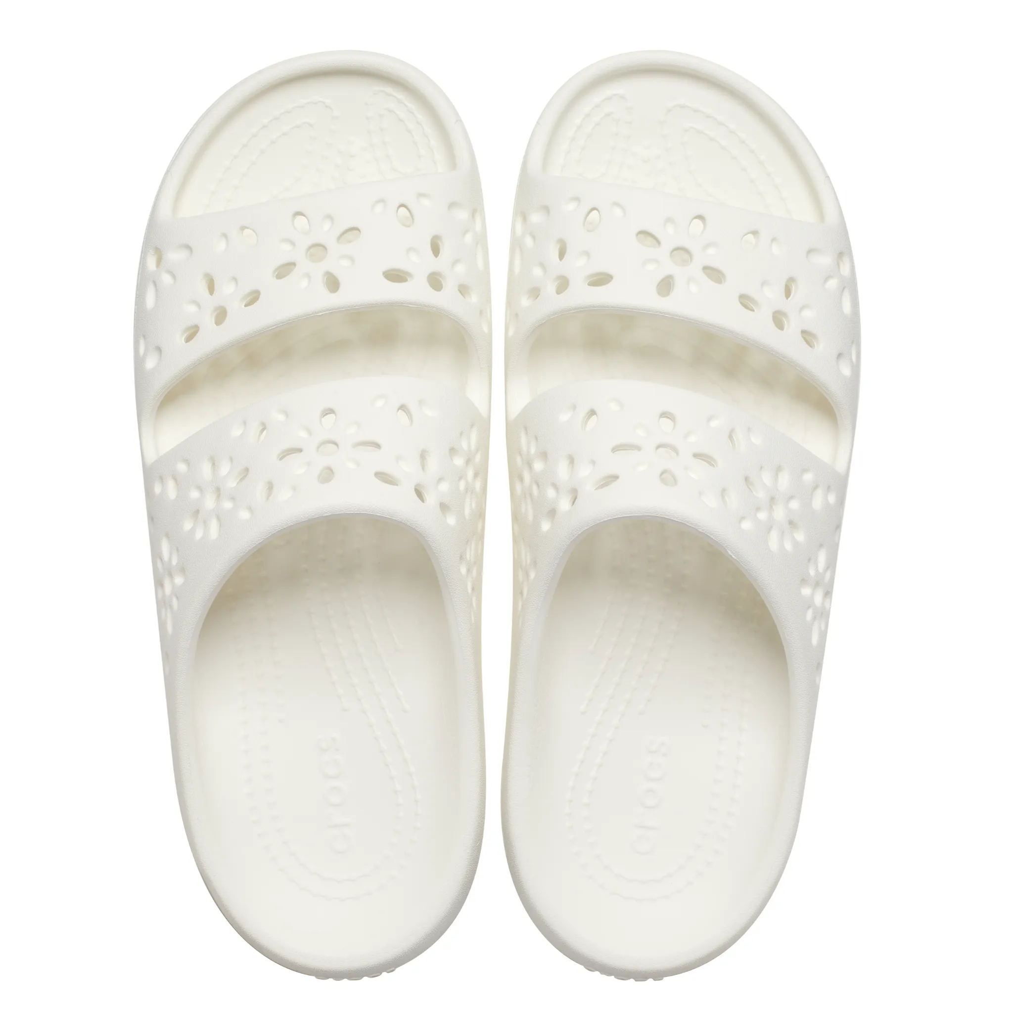 Womens Crocs Chalk Classic Floral Cut Out Sandals