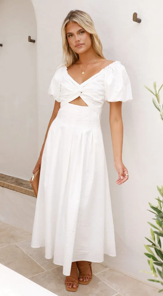 Womens Long Dress  Fit and Flare  Puff Sleeve  V-Neck  Lightweight Breathable Fabric