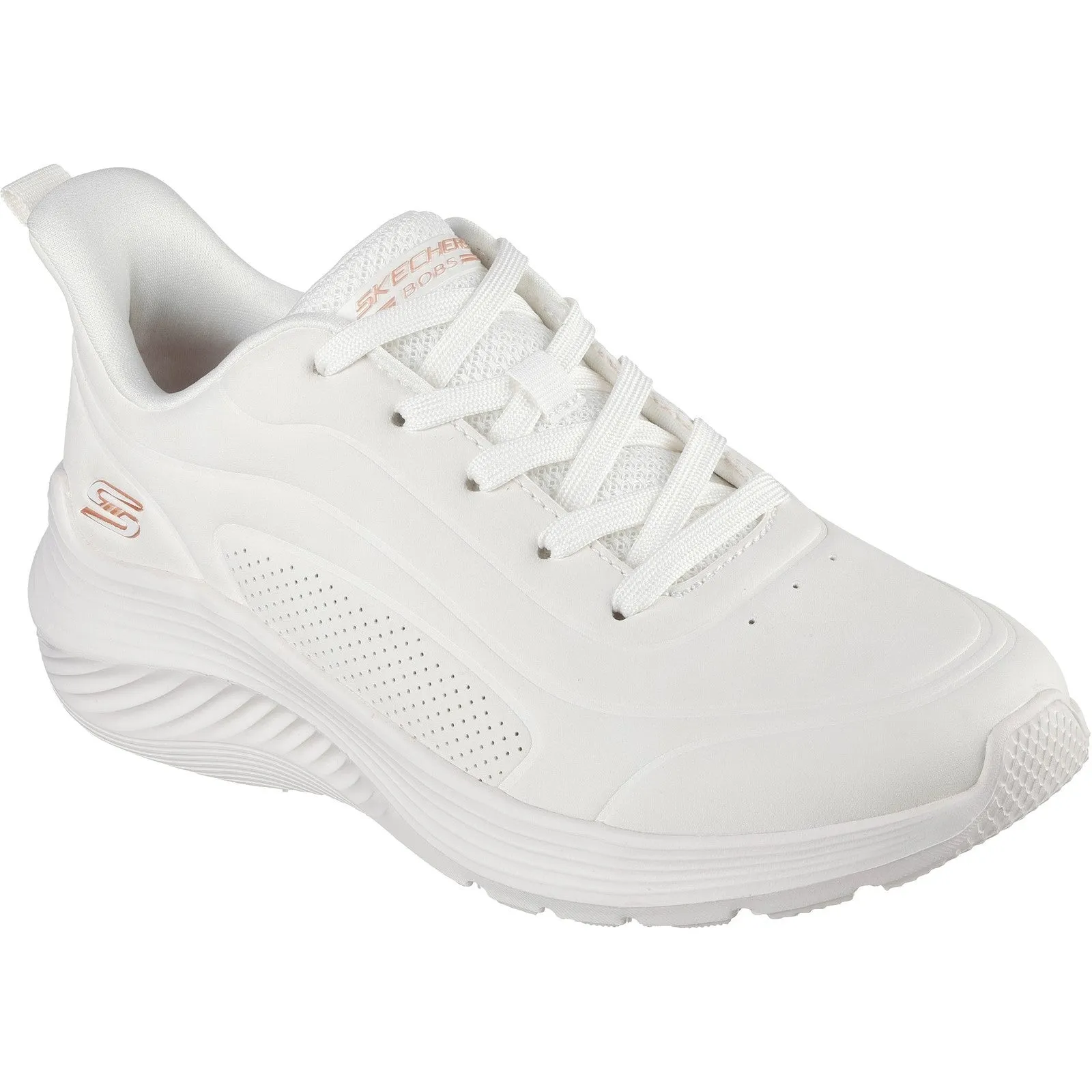 Women's Wide Fit Skechers 117483 Bobs Sport Squad Waves Trainers